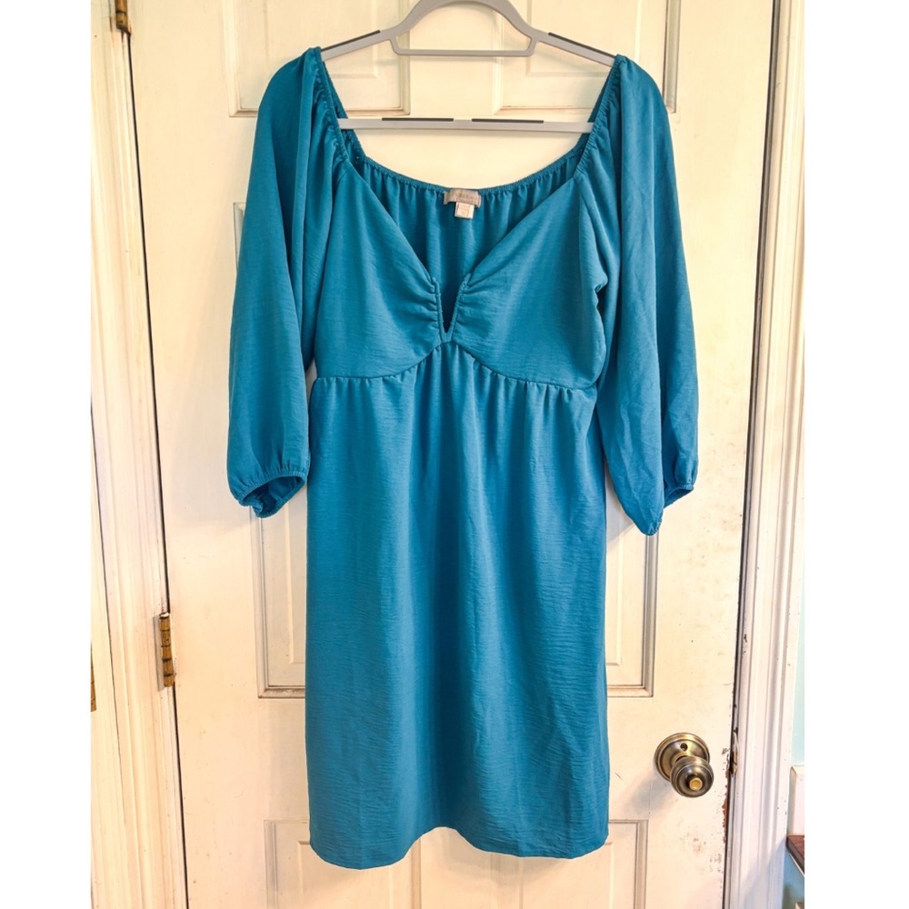 Teal Plunge Neck Dress
